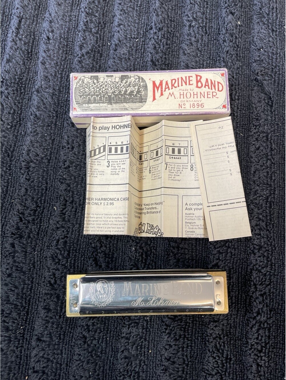 VTG M. HOHNER MARINE BAND #1896 HARMONICA AND BOX IMMACULATE CONDITION